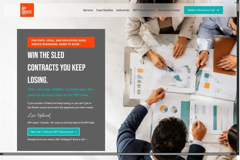 The RFP Success Company website rebuilt by ROI.LIVE